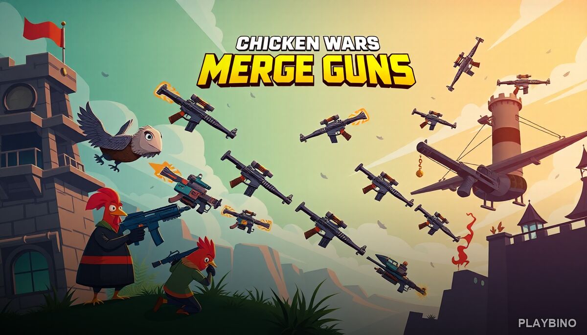Chicken Wars: Merge Guns – Tower Defense Strategy with a Twist image