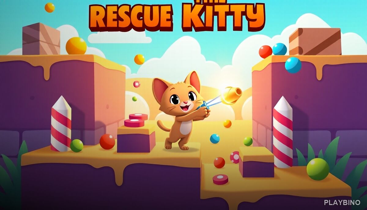 Rescue Kitty Puzzle: Physics Bouncing and Spatial Logic in Your Browser image