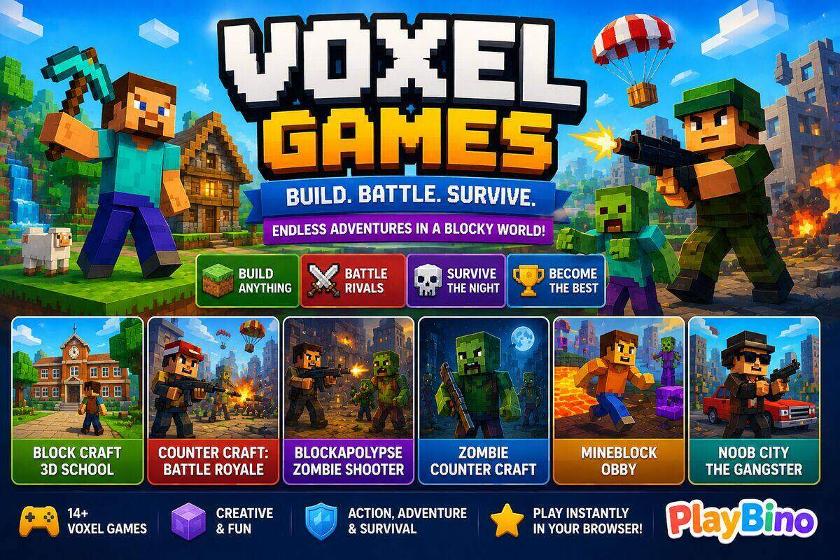 Voxel Games Online: Build, Survive, and Explore in a Blocky World image