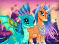 Cute Unicorns And Dragons Puzzle image